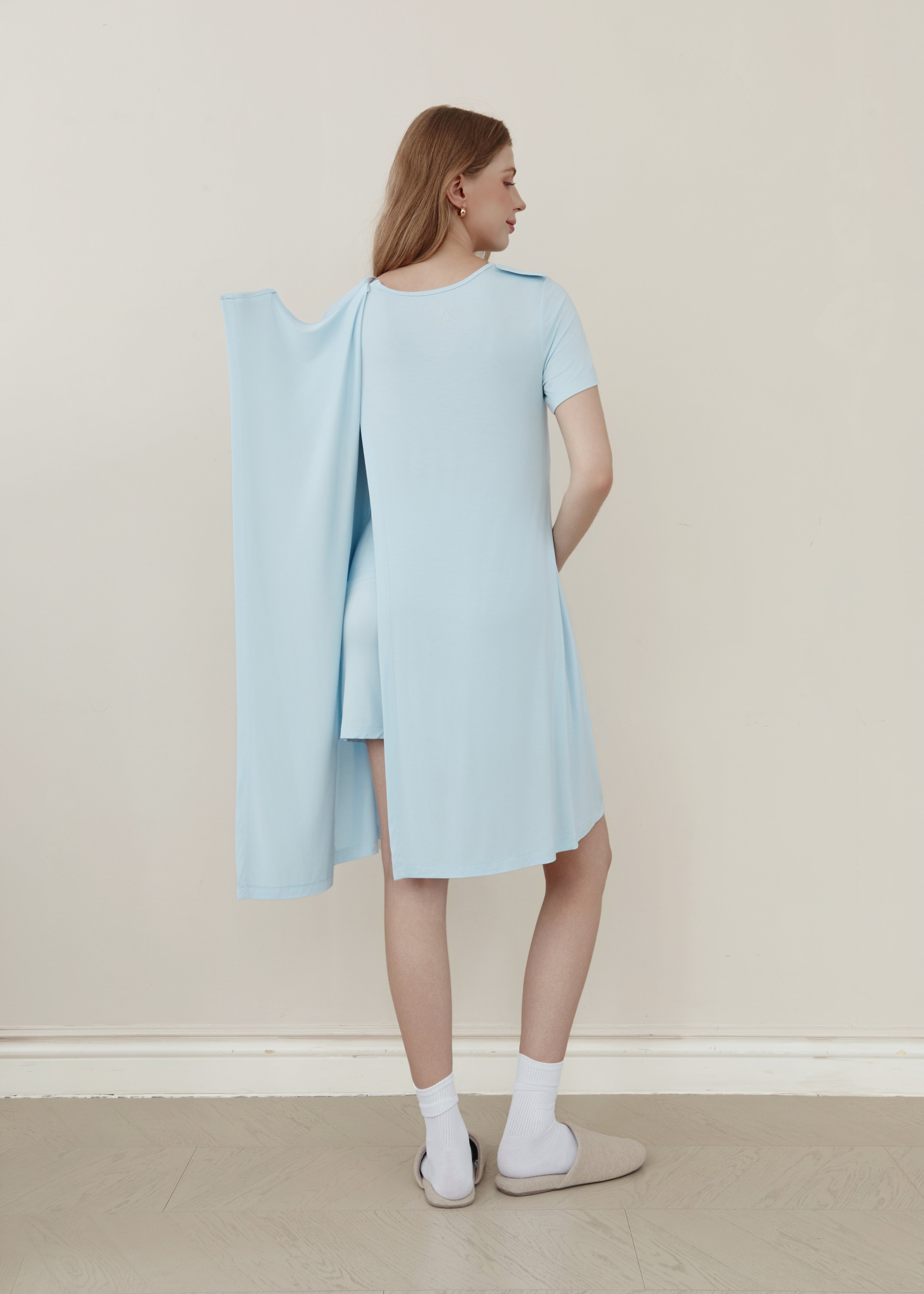 Soft Serenity Bamboo Birthing Gown - Sky Blue