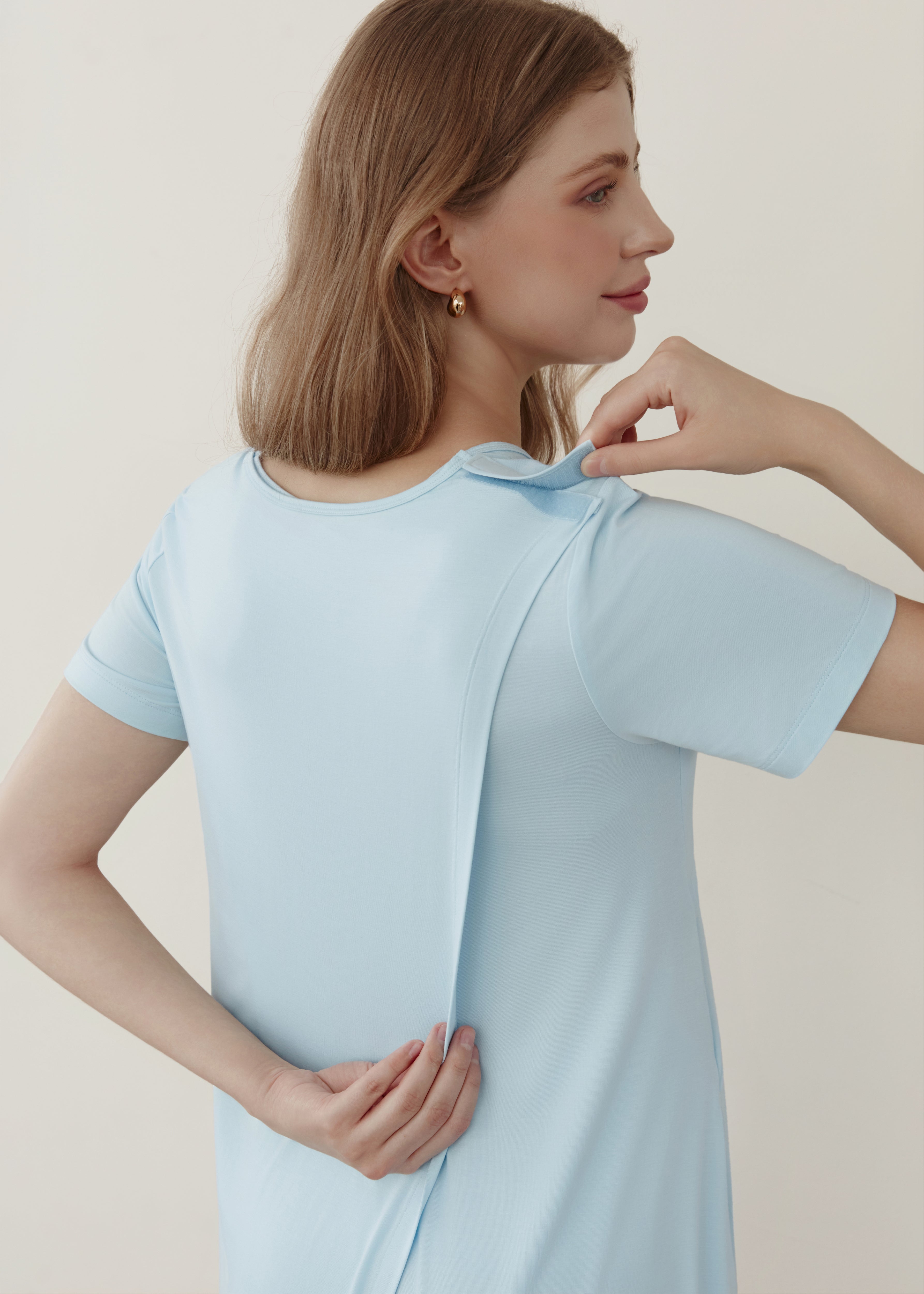 Soft Serenity Bamboo Birthing Gown - Sky Blue