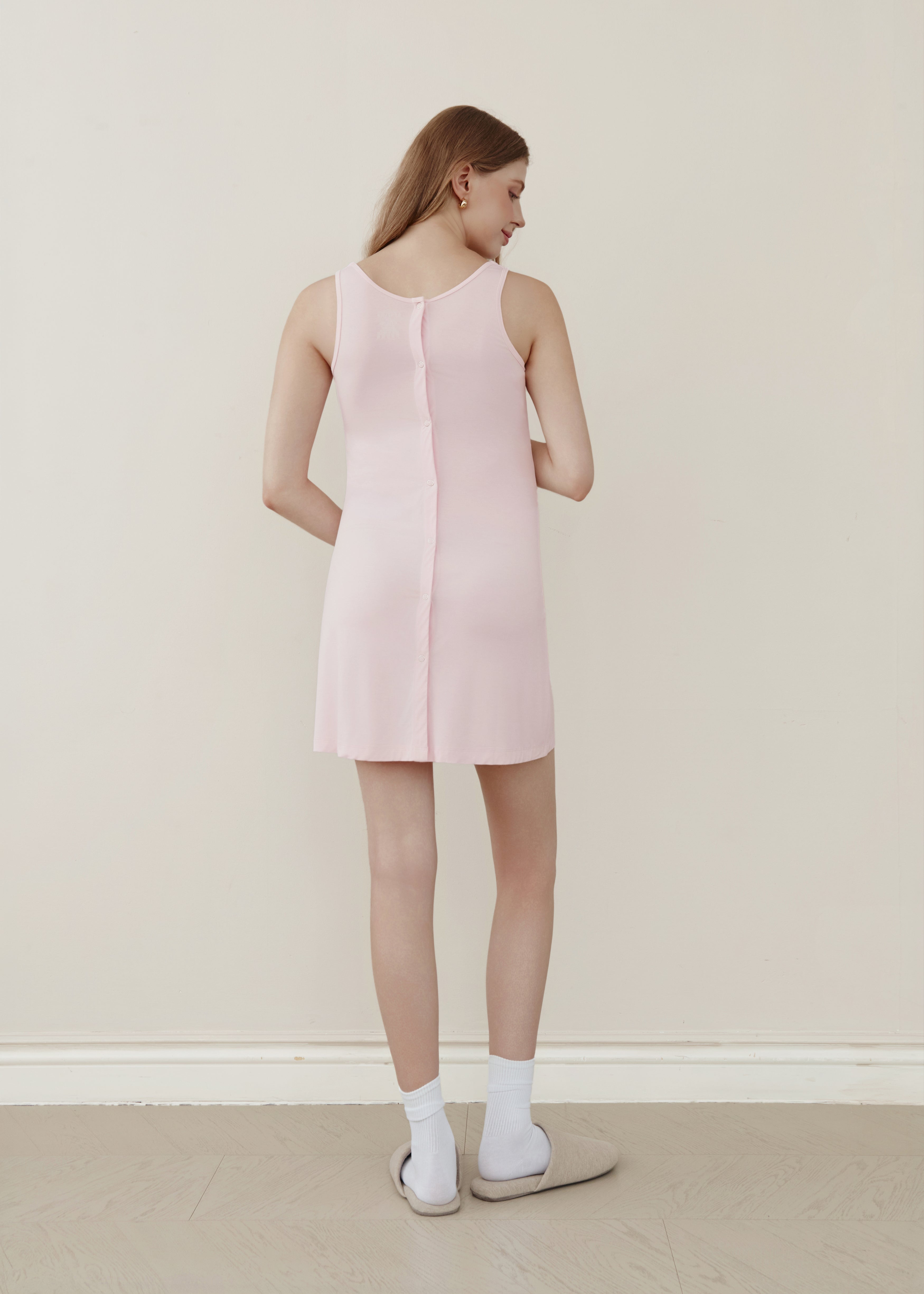 Comfy Cloud Bamboo Birthing Gown - Baby Pink