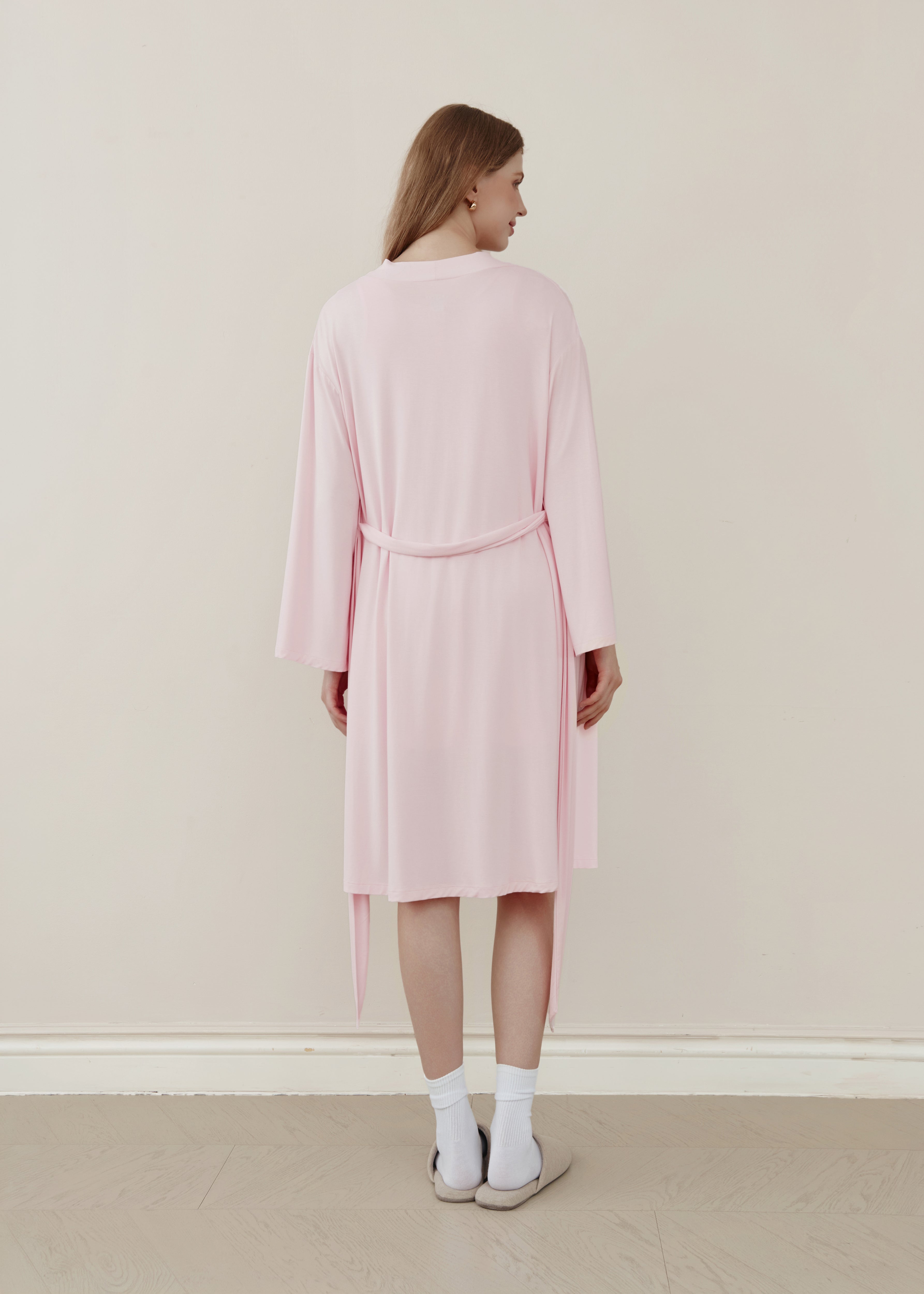 Hug Me Tight Bamboo Birthing Robe - Baby Pink