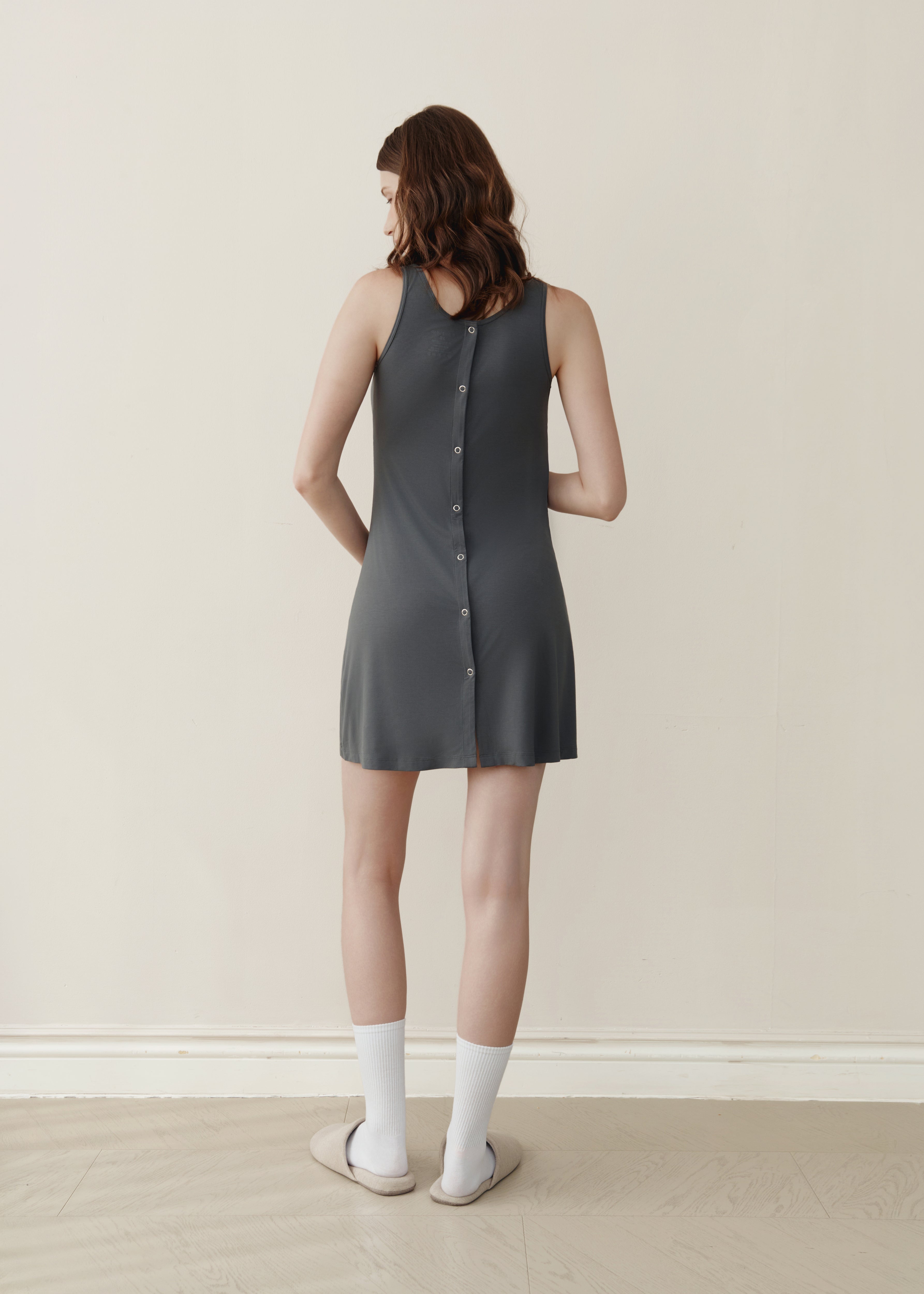 Comfy Cloud Bamboo Birthing Gown - Grey