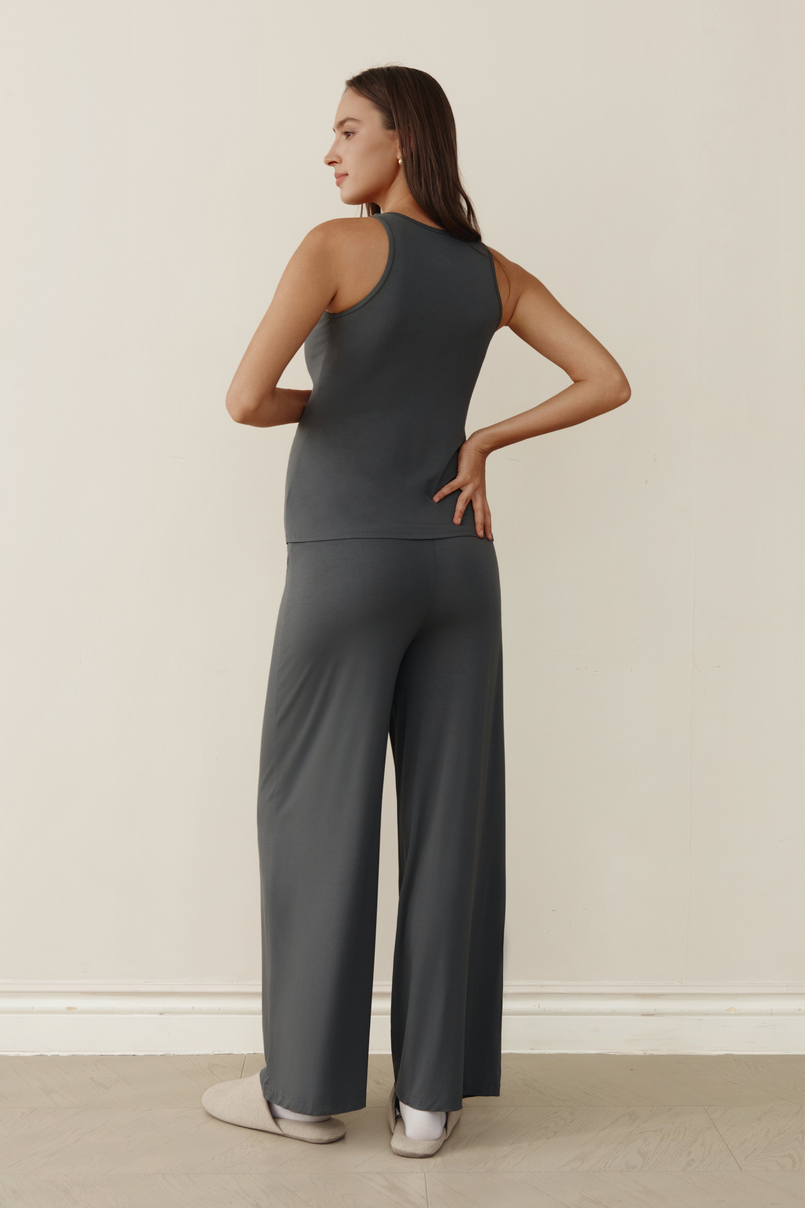 Forever Comfy Bamboo Wide-Leg Pants - Grey
