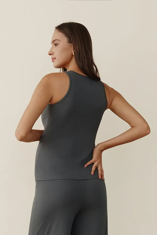 Bonbump Breezy Nest Bamboo Nursing Tank in Grey for pregnancy and breastfeeding