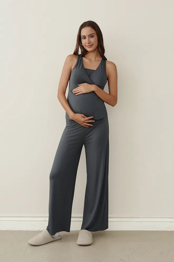 Bonbump Forever Comfy Bamboo Wide-Leg Pants in Grey