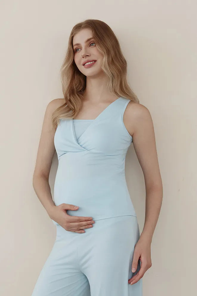 Breezy Nest Bamboo Nursing Tank in Blue by Bonbump