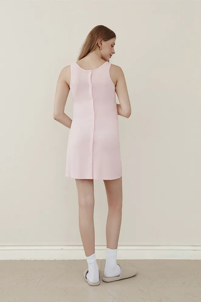 Baby Pink bamboo birthing gown for postpartum recovery and comfortable everyday wear