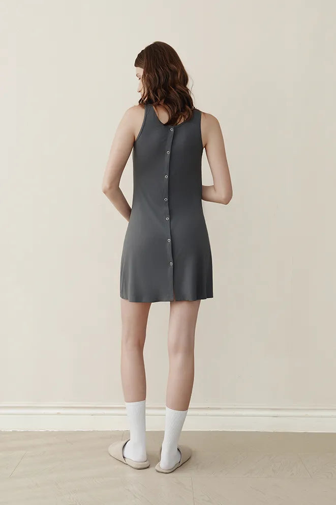 Comfy Cloud Bamboo Birthing Gown in Grey for postpartum recovery and comfortable wear