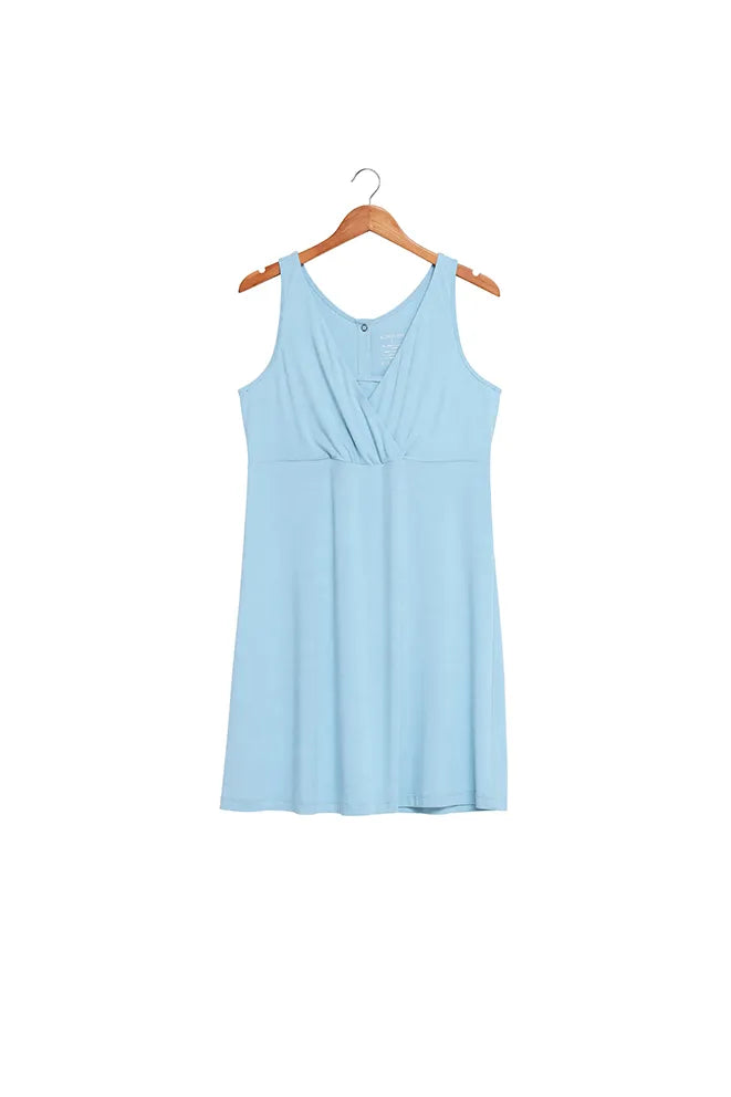Comfy Cloud Bamboo Birthing Gown in Sky Blue designed for labor and delivery