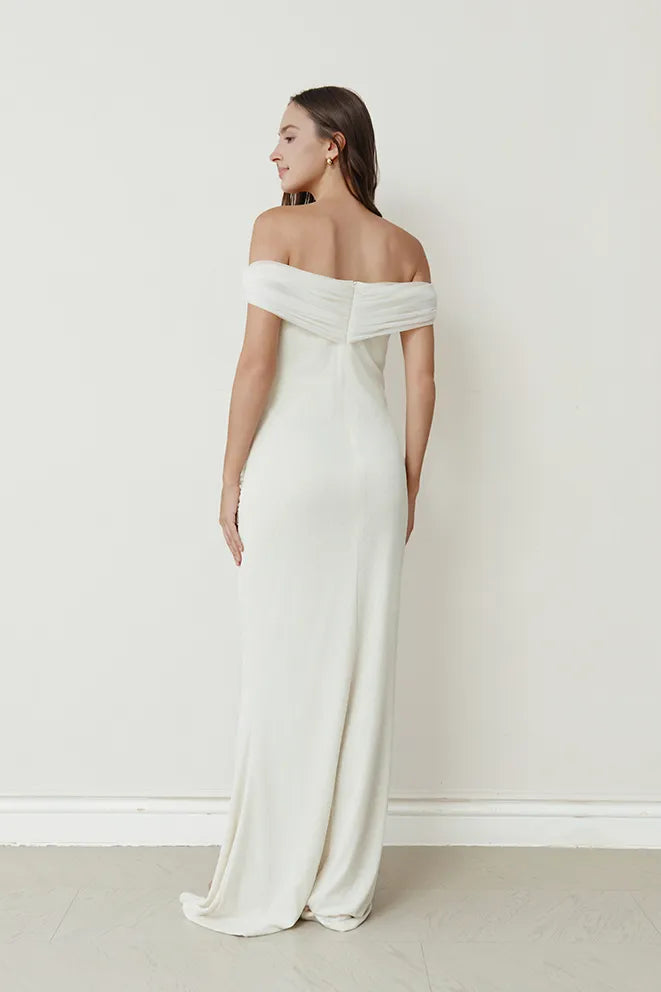 Cream Ever After Maternity Dress styled for a baby shower during pregnancy