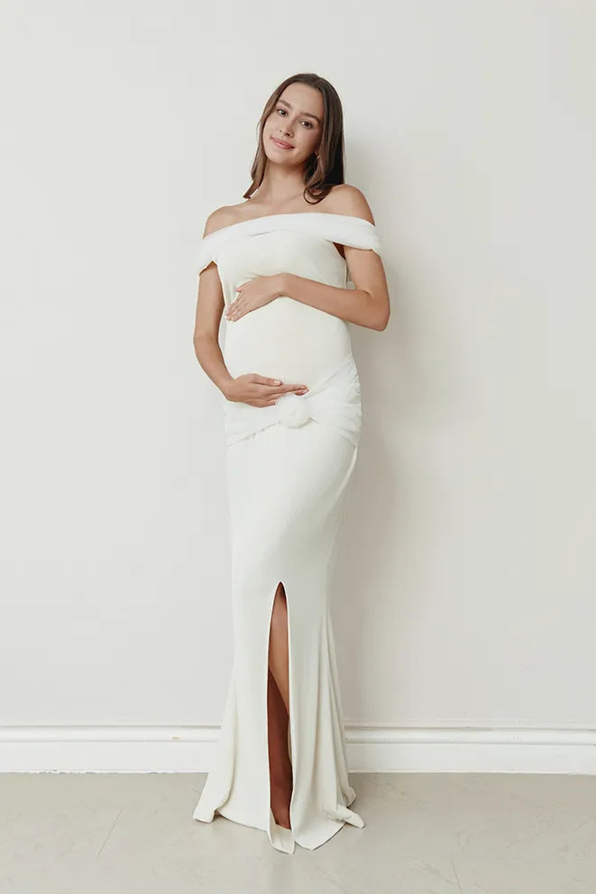 Ever After Maternity Dress in Cream by Bonbump