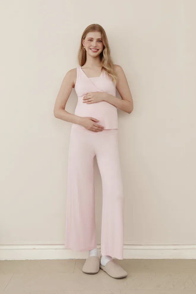 Forever Comfy Bamboo Wide-Leg Pants in Pink by Bonbump