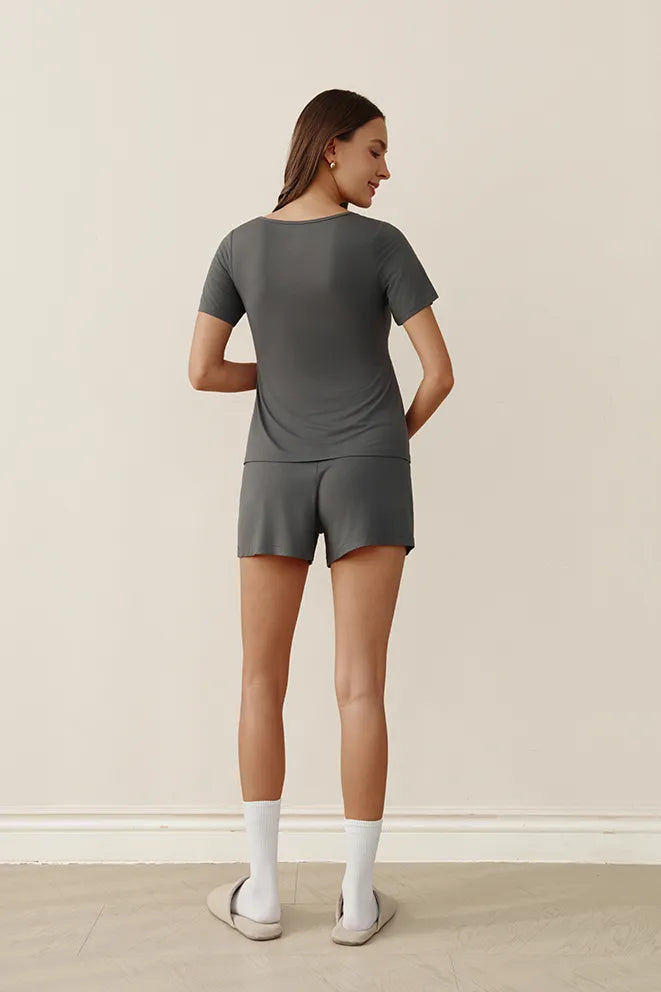 Forever Comfy Bamboo Shorts in Grey for lounging, sleeping, and relaxing at home