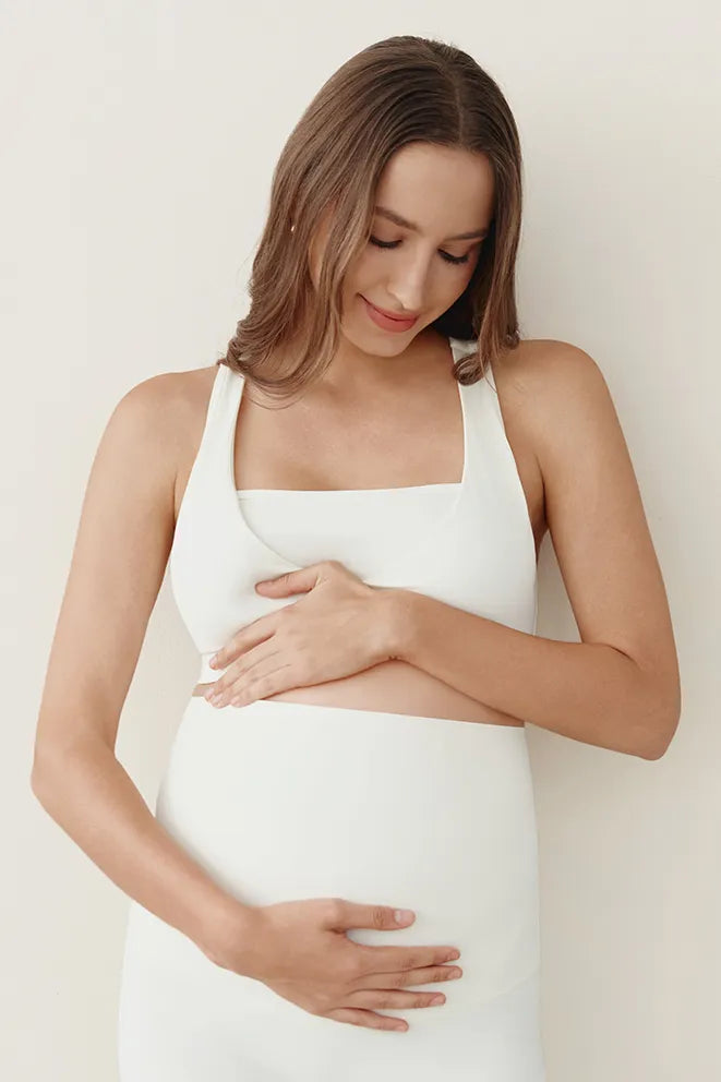Keep Me Close Maternity Sports Bra in Cream by Bonbump