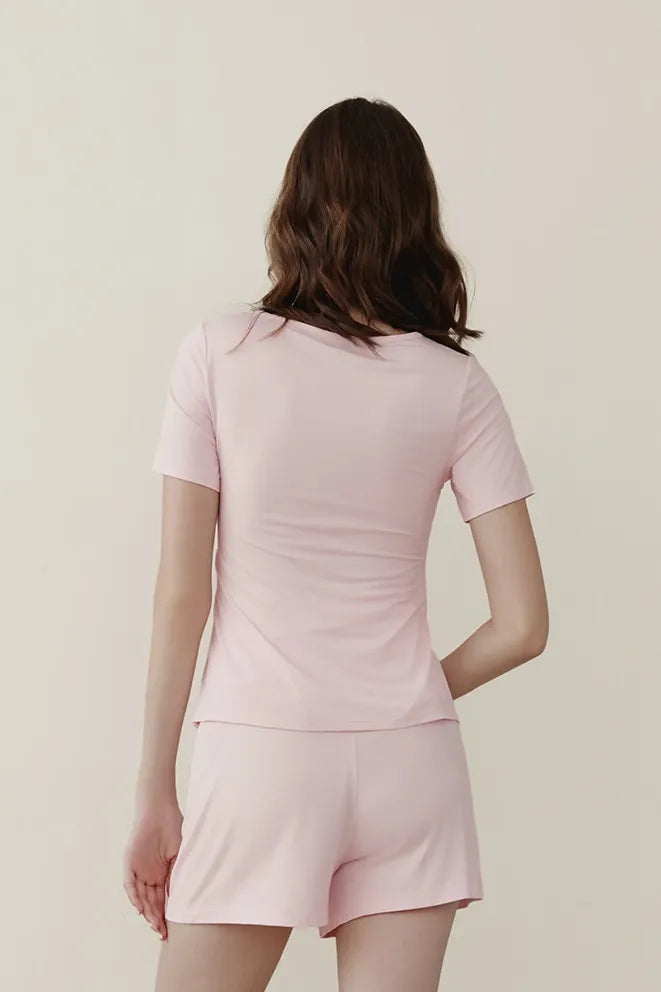 Mama Love Bamboo Nursing Top in Pink for lounging, sleeping, and everyday wear