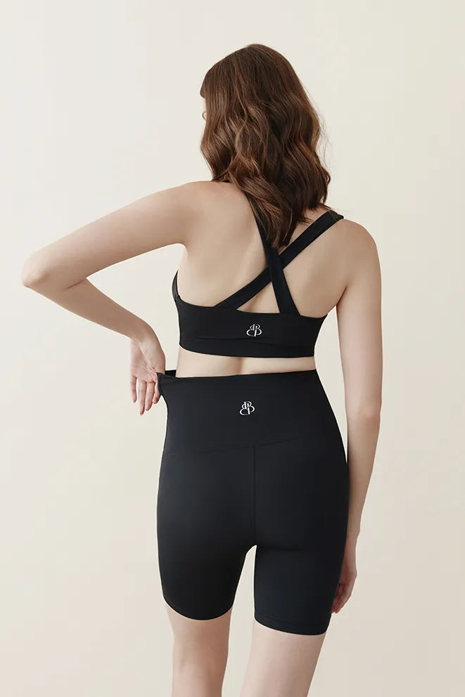 Black maternity biker shorts for comfortable movement during pregnancy