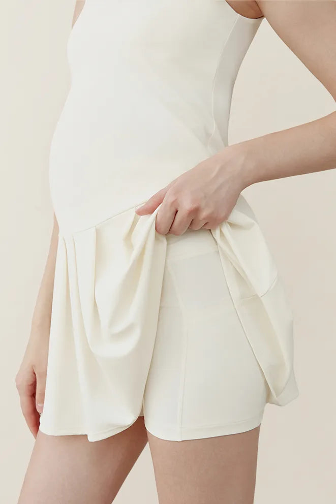 Rally Ready maternity dress in Cream for walking and prenatal fitness activities