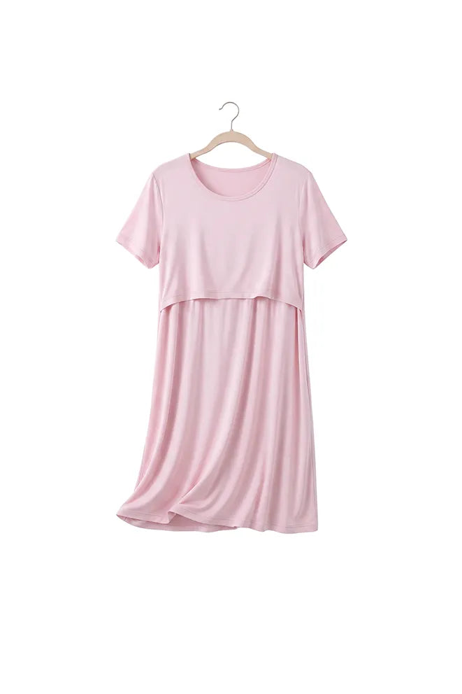 Soft Serenity Bamboo Birthing Gown in Baby Pink for maternity and hospital wear