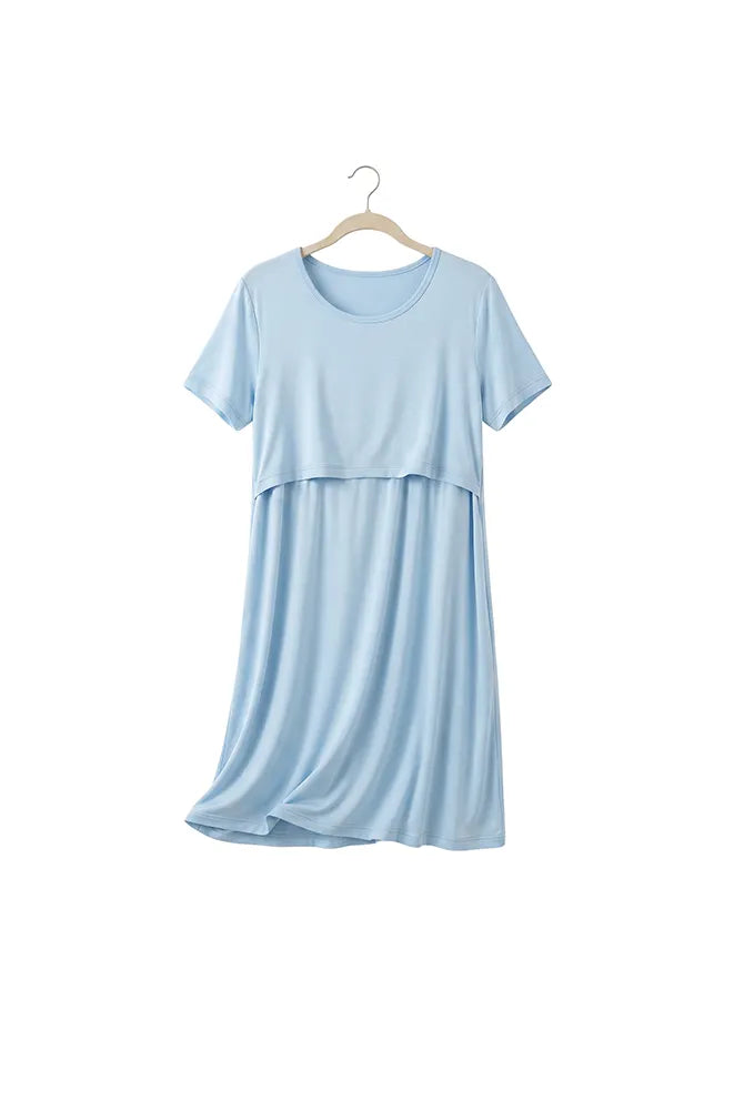 Soft Serenity Bamboo Birthing Gown in Sky Blue by Bonbump